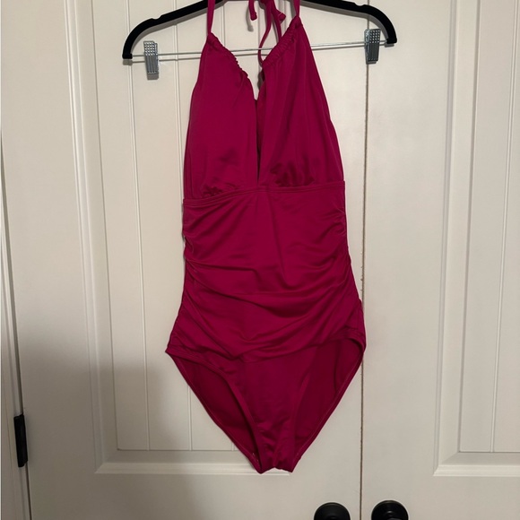 Liz Claiborne One Piece Swimsuit Cranberry Size 12 - Picture 2 of 8